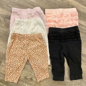 Carter's Baby Leggings Set in Pink, Gray, Black, and Brown Size 3 Months
